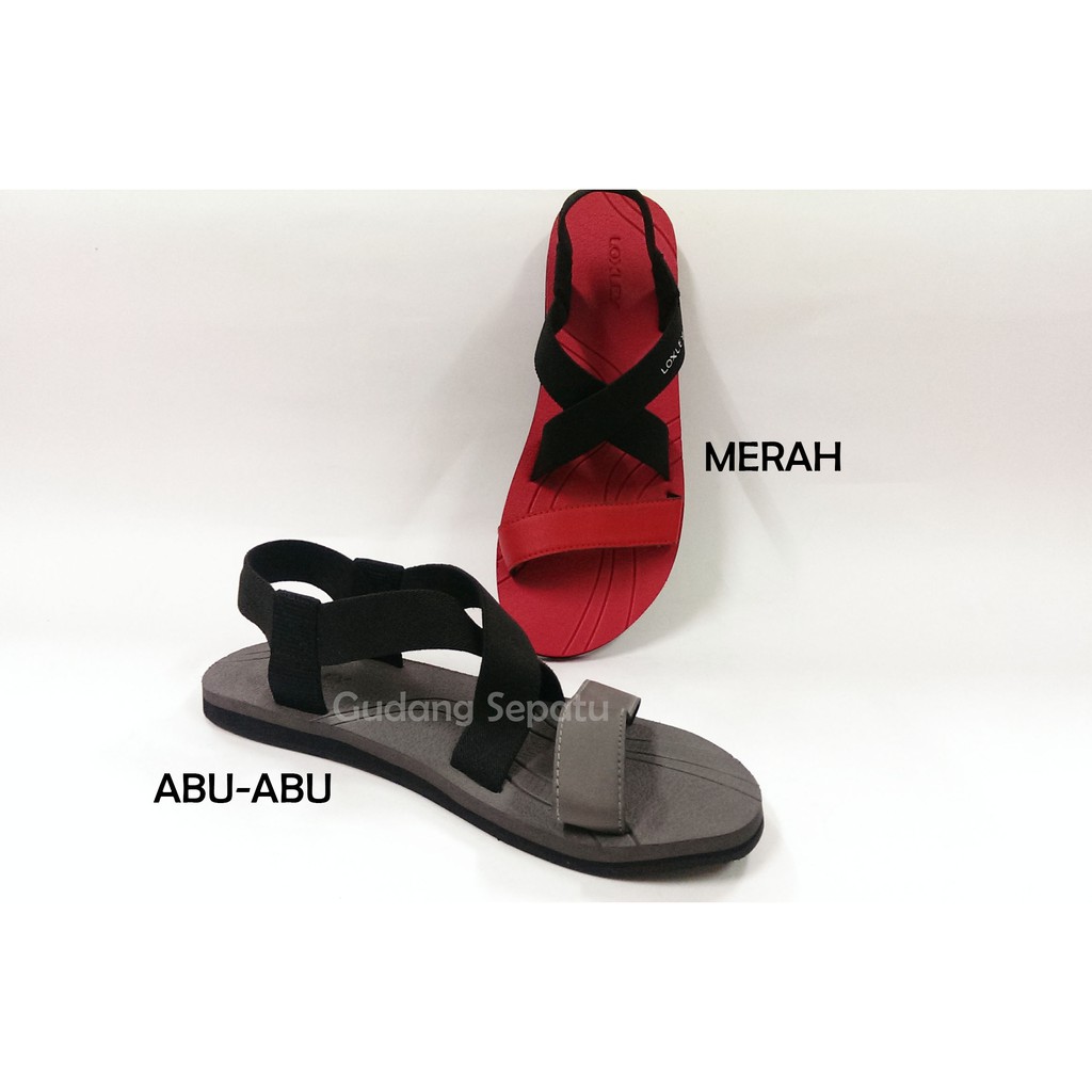 LOXLEY Sandal Gunung Wanita Ayla Sendal Outdoor Cewek Abu &amp; Merah 37-40