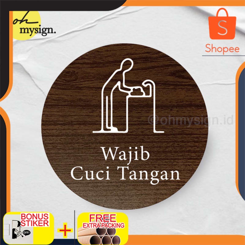 

Promo Wajib Cuci Tangan Sign Board Kayu Bulat Print Signage Label Nama Elegan