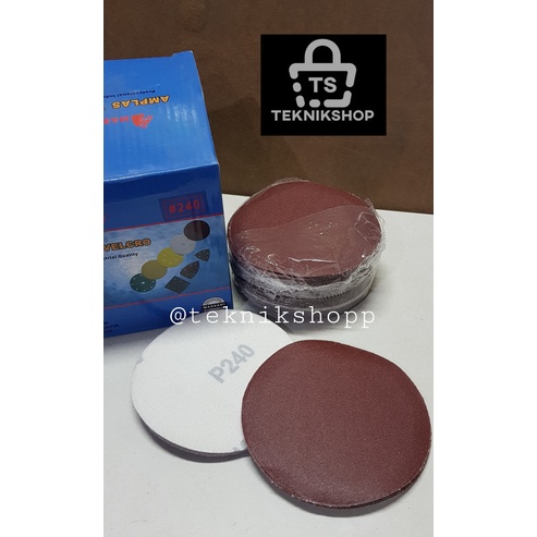 KERTAS AMPLAS BULAT VELCRO MASSAKI 4" GRIT 240 / KERTAS PASIR BULAT #240