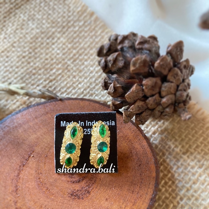 Anting Listring Zircon Alpaka Gold Emas Kebaya Bali