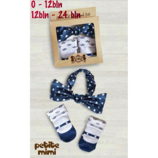 PETITE MIMI Headband + Socks Gift Set Bandana Kaos Kaki Bayi