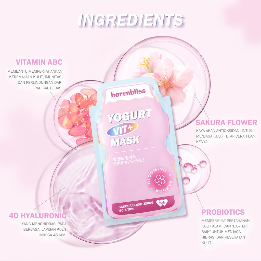 BNB Barenbliss Yogurt Vit+Mask - Sheet Mask Korea Essence Serum Masker Wajah