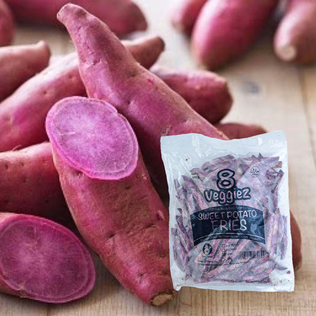 Frozen IQF Purple Sweet Potatoes Fries / Ubi Ungu Fries Beku 500 Gr