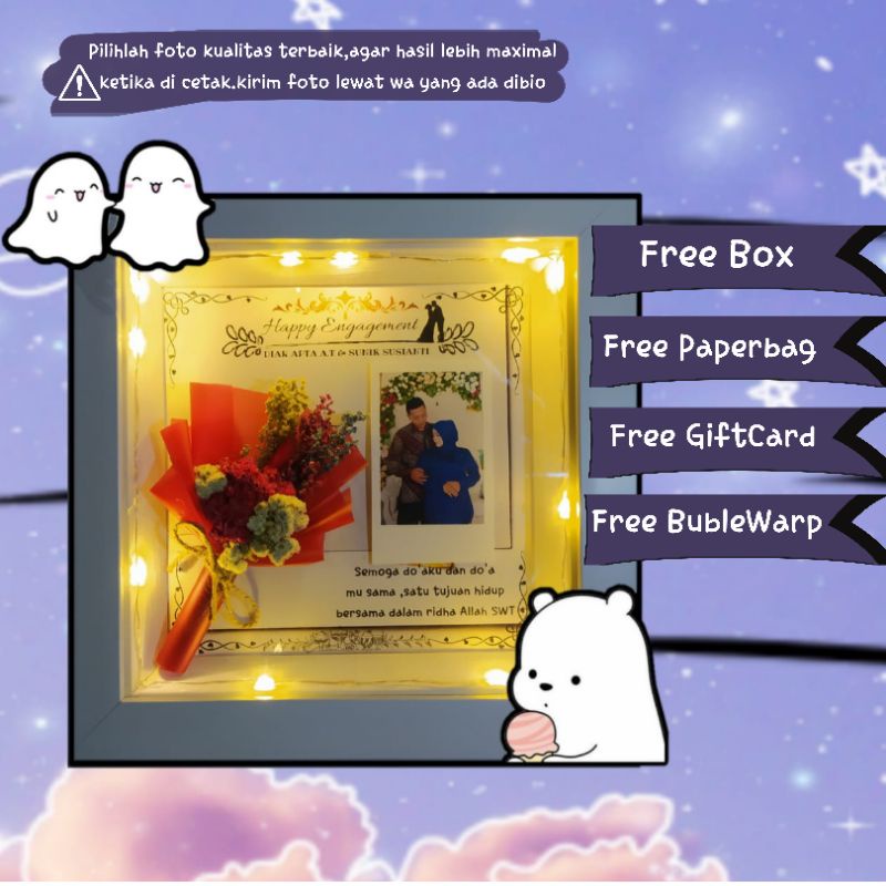 

hampers pigura 3D scrapbok frame gift kado wedding ultah anniv