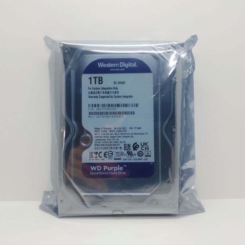 HARDISK 1TB WD PURPLE SATA 3,5&quot; INCHI -HDD 1TB DVR CCTV BARU 0 DAYS