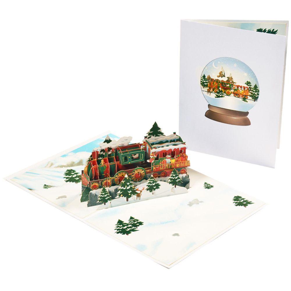 Solighter Kartu Ucapan Pop-Up 3D Boy and Girl Hadiah Undangan Lipat Message Card Hari Natal
