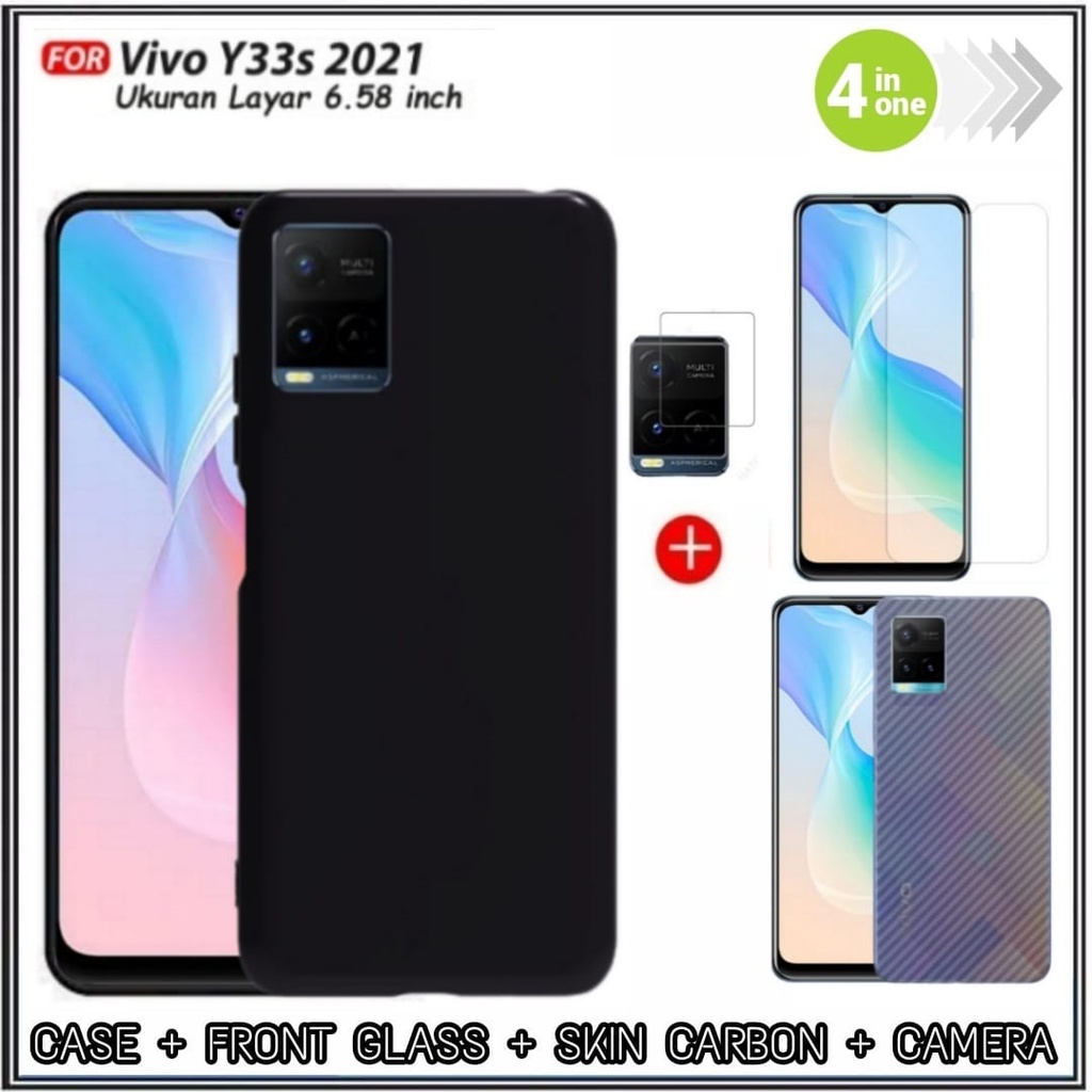 PAKET 4IN1 Soft Case Vivo Y75 5G , Y15S , Y21 , Y21S , Y33S , Y51 , Y51A , Y53S , Y91C , V20 , V20 SE , V21 4G SoftCase Premium Dove Matte Protection Back Kamera Casing Slim HP Cover DI ROMAN ACC