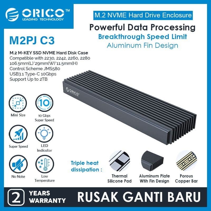 ORICO M2PJ-C3 NVME M.2 SSD Enclosure