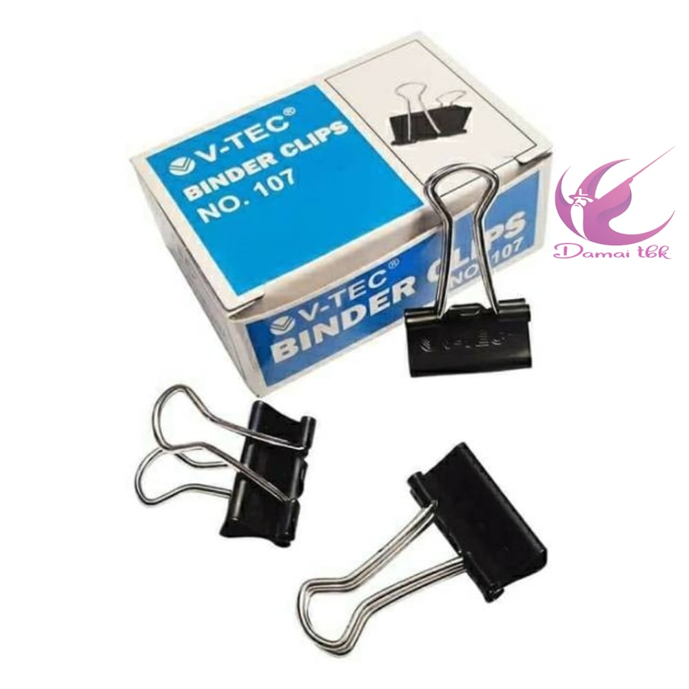 

Binder Clip/Penjepit kertas No. 107 ( merk V-TEC ) 1 pak