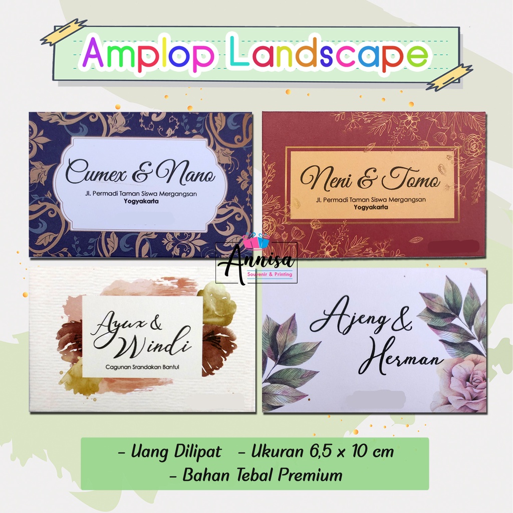 

Amplop Kondangan Landscape Custom Nama Premium