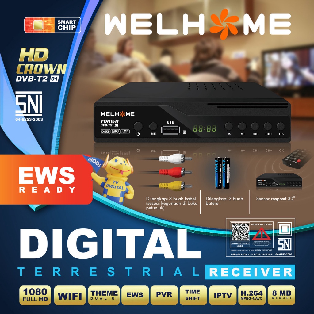 Welhome Set Top Box Crown HD TV Digital Matrix - DVB T2 01 / DVB T2 02