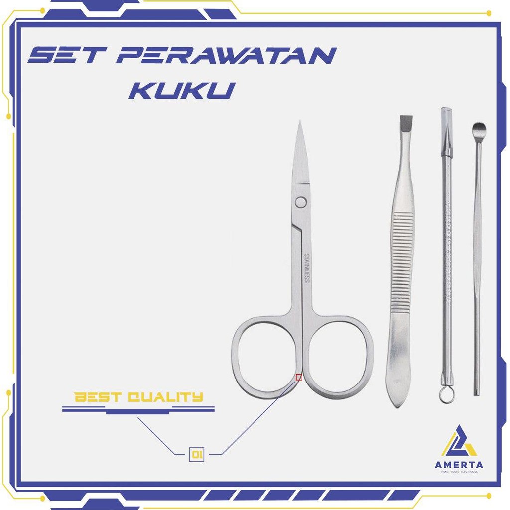 Set Perawatan Kuku Nail Art Manicure Pedicure 16 in 1 Stainless Steel