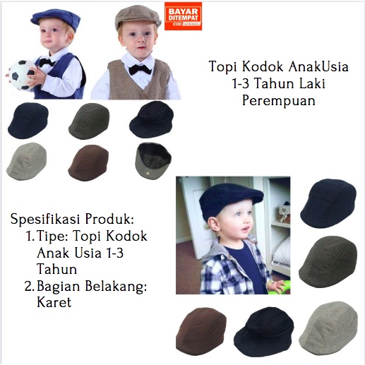 Topi Kodok Anak / balita / Topi Pet / Topi Pelukis Anak Laki Perempuan Usia 1-3 Tahun