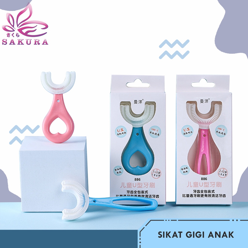 Sikat Gigi Bayi Import-Toothbrush Baby Silicon 360° Type U/ Sikat Gigi Anak Tipe U Bahan Silikon-SOSOYO