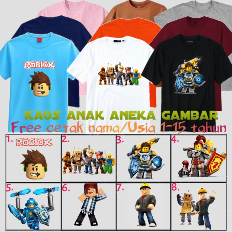 Baju Kaos Roblox anak/kaos anak Roblox/baju gambar Roblox/kaos kartun roblox