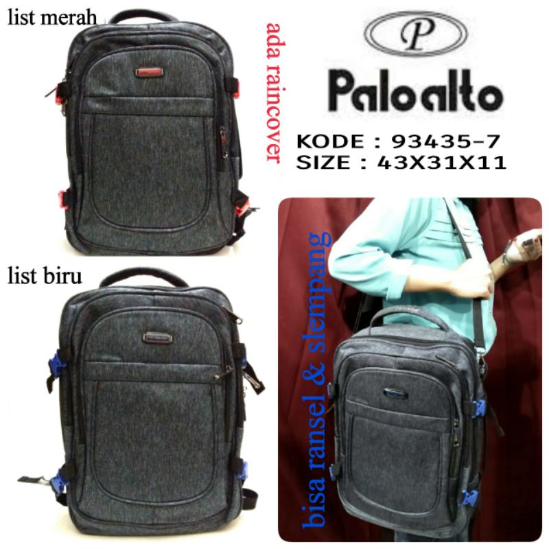 TERBARU 2IN1 TAS RANSEL DAN SELEMPANG COWOK TAS KERJA PALOALTO 93435-7 TERBARU WARNA HITAM