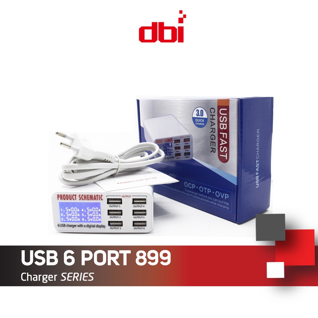 8A 6 Port Isi Daya Cepat USB Charger LED Display Phone Charger Adapter Portable QC3.0 Fast Charger untuk iPhone Samsung Huawei