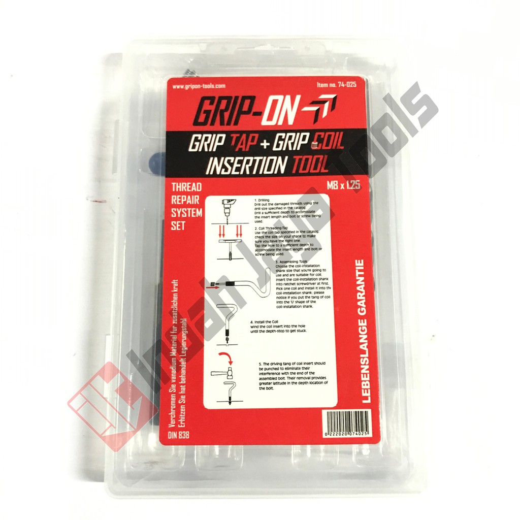 GRIP ON 74-025 Thread Repair System Set M8 x 1.25 - Tap Tambah Daging