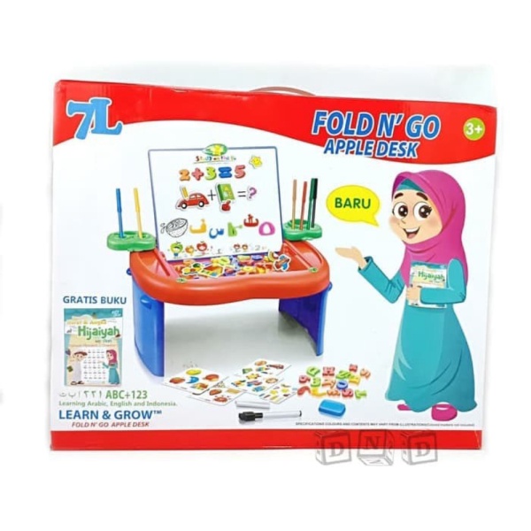 

MULTIFUNGSI ART FOLD N GO APPLE DESK / MEJA BELAJAR ANAK - plus hijaiyah Murah