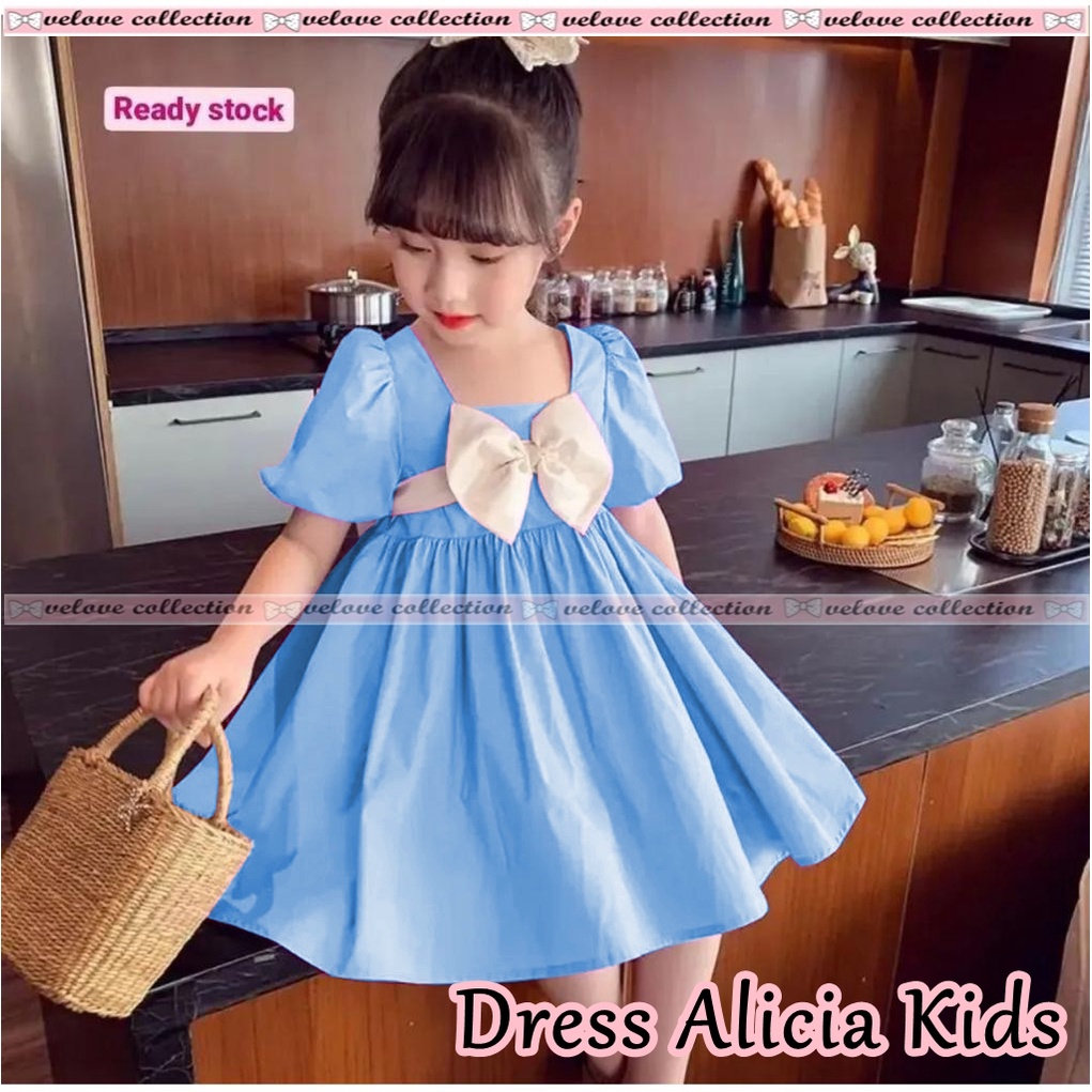 DRESS BIG RIBBON KID GAUN BABYDOLL ANAK Dress ALICIA Aline Kids Fashion Anak Perempuan Terbaru KOREAN STYLE