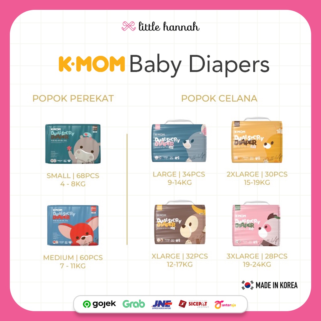 K-MOM Dual Story Diaper / Popok Bayi K MOM / Popok Korea