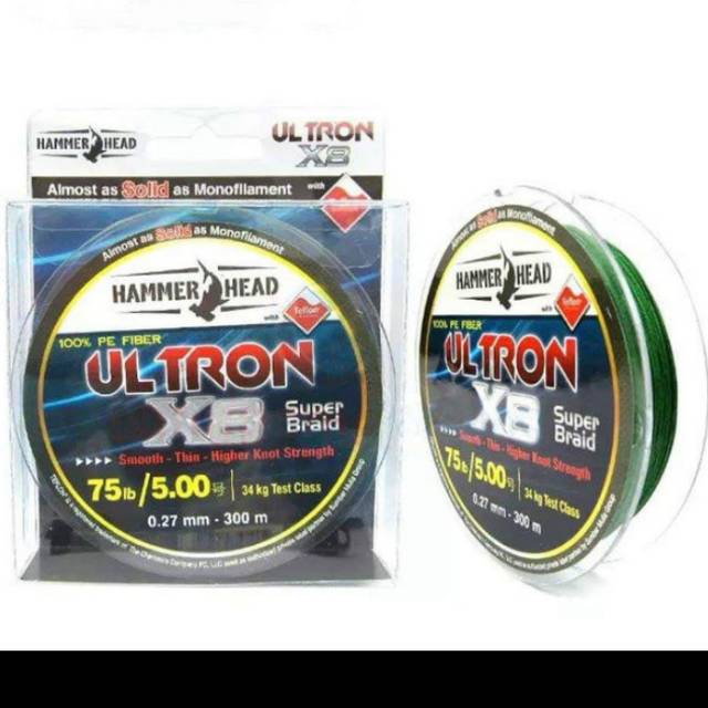 PE. HAMMER HEAD ULTRON X8&quot;SUPER BRAID (Color DARK GREEN)