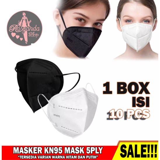 Masker KN 95   Masker KN95 Masker 5 PLY KN95  Masker hitam PUTIH WARNA Kn95   per box isi 10 pcs