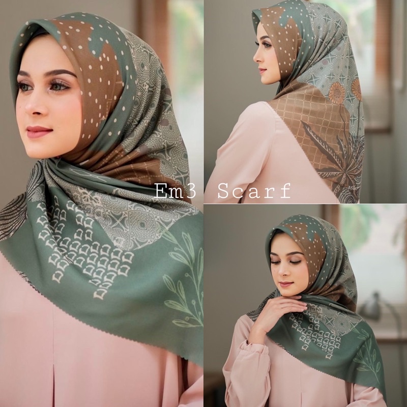 Em3 Scarf, Irish HIJAB SEGIEMPAT LASERCUT MOTIF VOAL