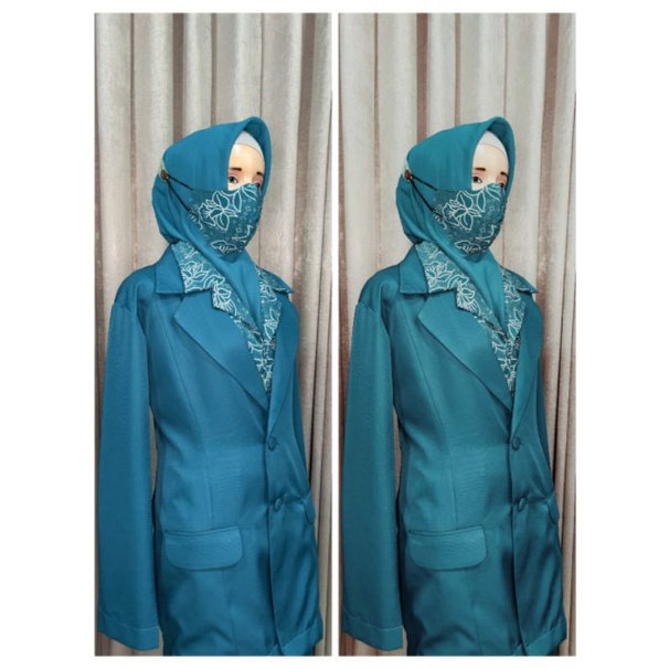 (Hijau Toska )Paket jazz pkk TANPA BATIK plus hijab dan masker