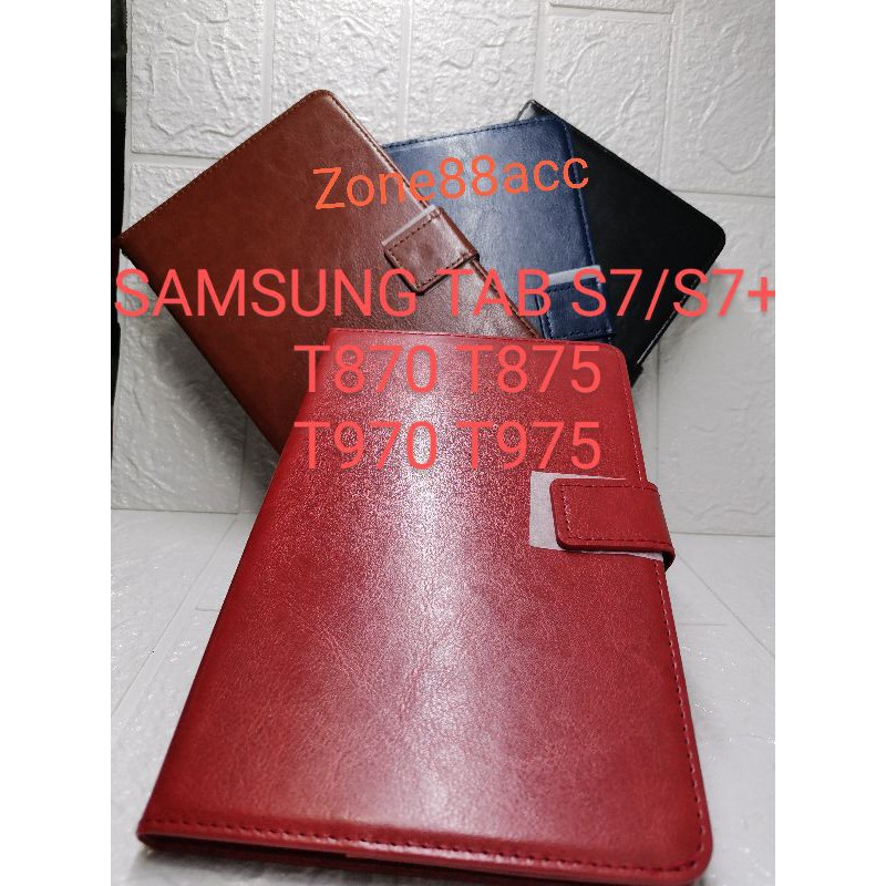 Samsung Tab S7 S7Fe S7plus Plus Fe T730 T733 T736B T870 T875 T876B T970 T976B SM-T870 SM-T875 SM-T876B SM-T970 SM-T976B SM-T730 SM-T733 SM-T736B Sarung Dompet Wallet Leather Flip Folio Book Cover Casing Case