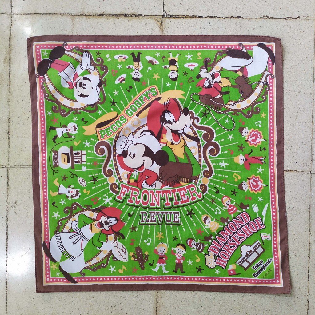sapu tangan bandana disney mickey mouse goofy's frontier revue diamond horsehoe, scarf anabul anjing