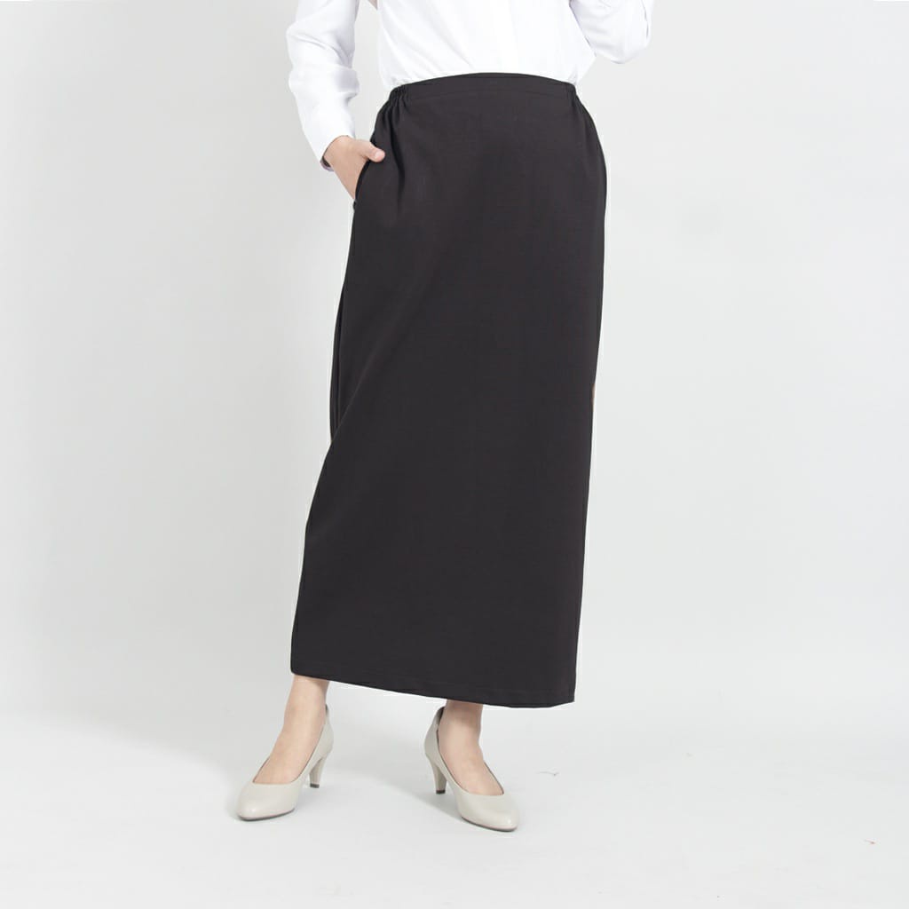 Ahlami- Kala Skirt Rok Rajut Premium Rok Span Knit Tebal Rok Rajut Span Rok Span Premium Rok Kerja Rok Formal Premium-BLACK (SCUBA)