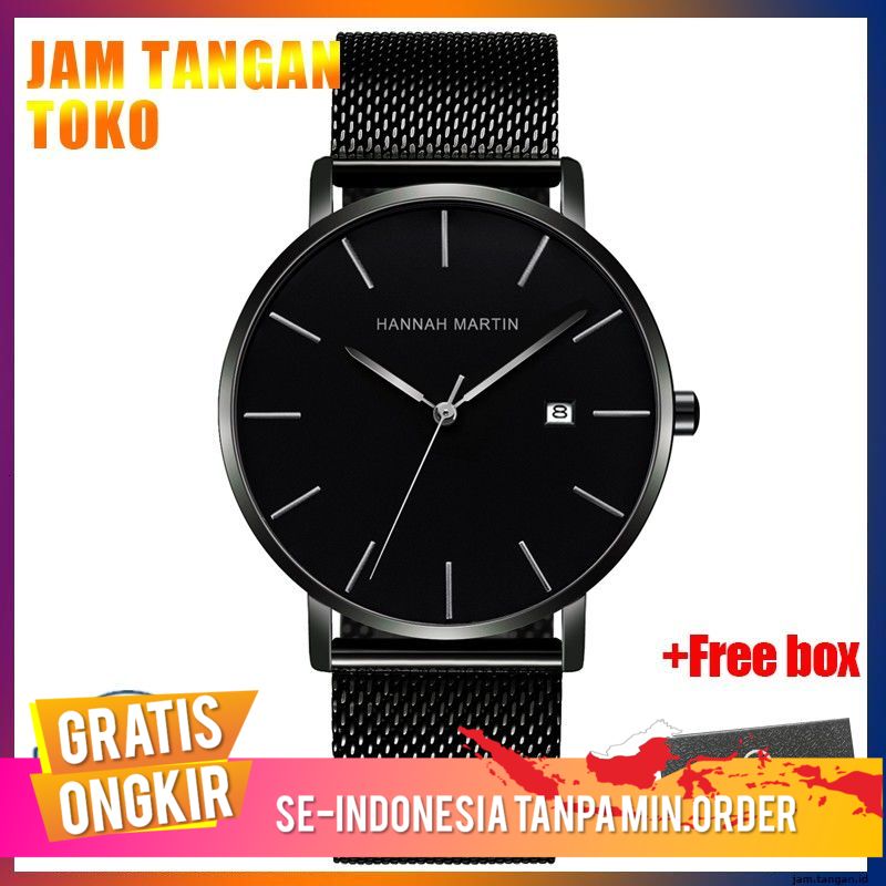 Jam Tangan Pria Mewah Jam Tangan Pria Hannah Martin 100% Original Tahan air COWOK Kronograf Aktif Qu