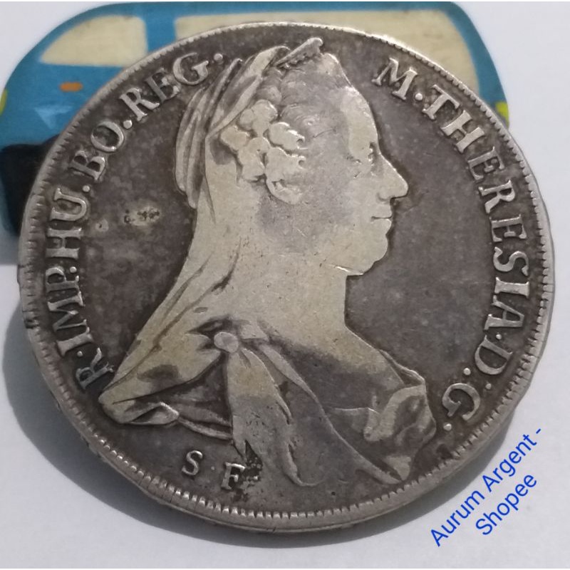 SD.40-- 1 PC KOIN PERAK KUNO ASLI THALERS M.THERESIA -- SILVER COIN --
