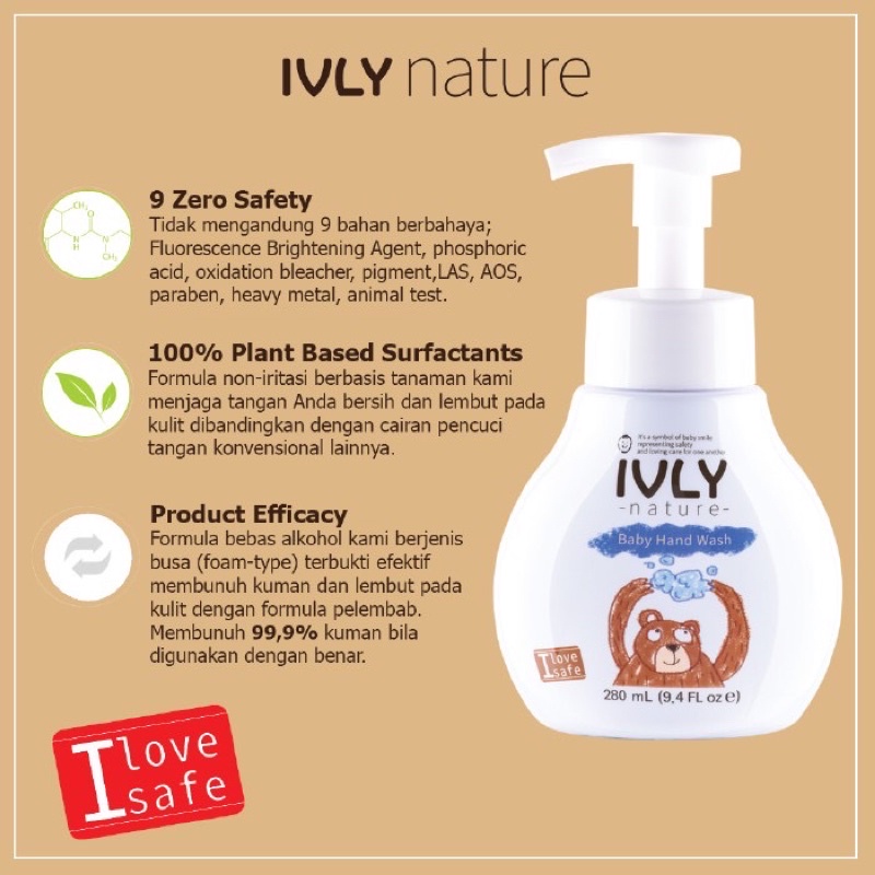 Ivly Nature Baby Hand Wash 280ml / Sabun Cuci Tangan Bayi Anak