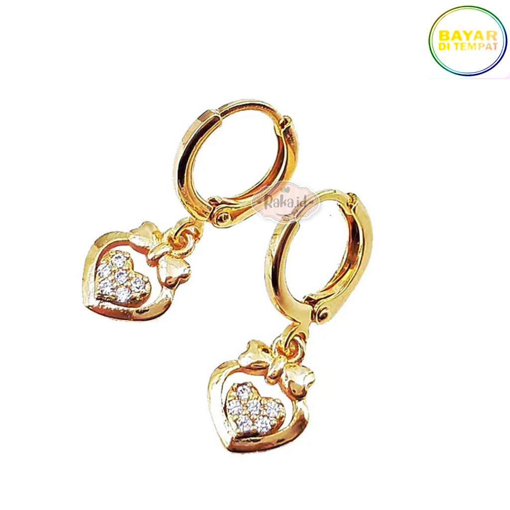 RAKA Acc - Anting Clip / Klip LOVE Xuping Perhiasan Aksesoris Wanita Lapis Emas 18k 131