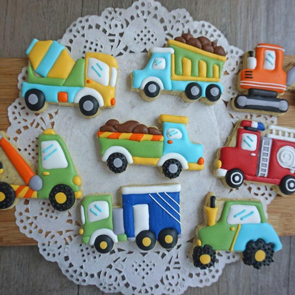 Solighter 8pcs/set Cetakan Biskuit Mobil DIY Alat Dapur Ulang Tahun Bayi Bakery Baking Mold