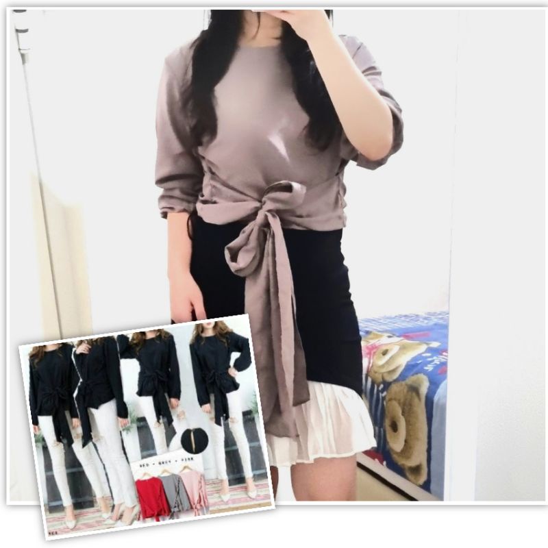 baju wanita/ blouse atasan lengan panjangpita rumbai