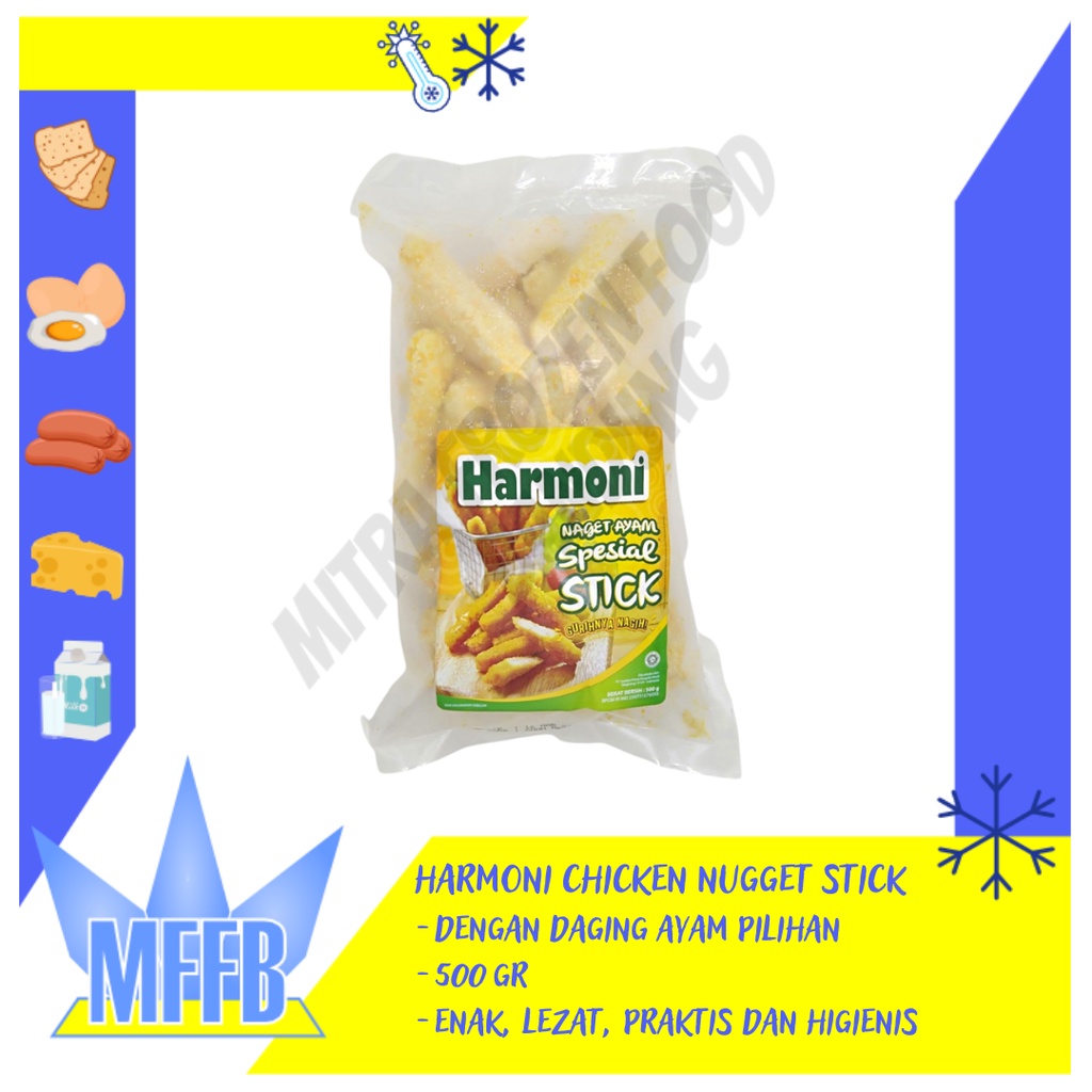 

Harmoni Chicken Nugget Stick 500gr / Naget Ayam Bentuk Stik