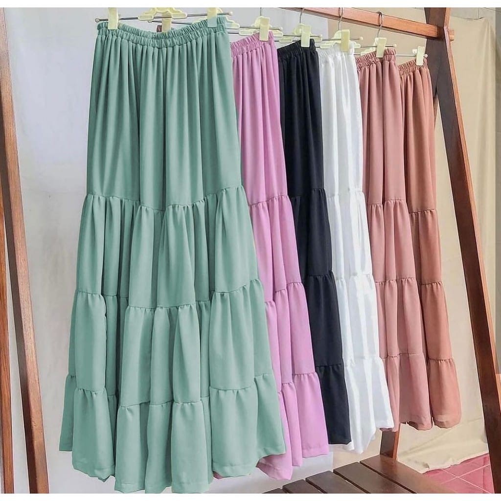 Alny Hijab - Rok Canda / Rok Susun Maxi Skirt Rok Bangkok Skirt Rok Umpak Rok Ceruty Rok Panjang