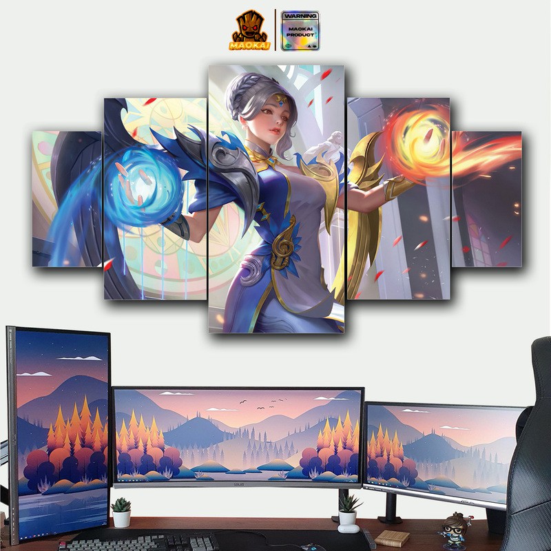 MAOKAI 1 SET Pajangan Hiasan dinding MOBILE LEGENDS LUNOX Poster Kayu Wall Decor