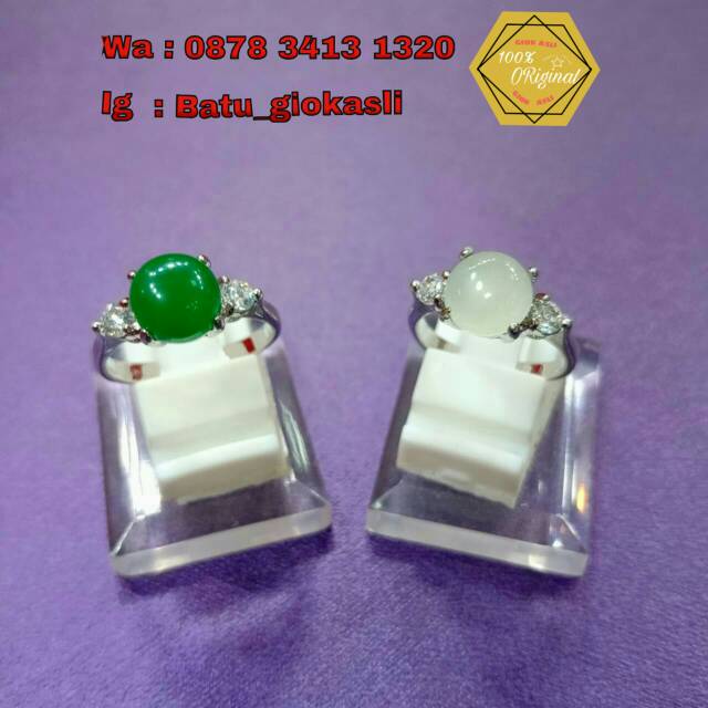 Cincin Wanita Giok Hijau ikatan titanium