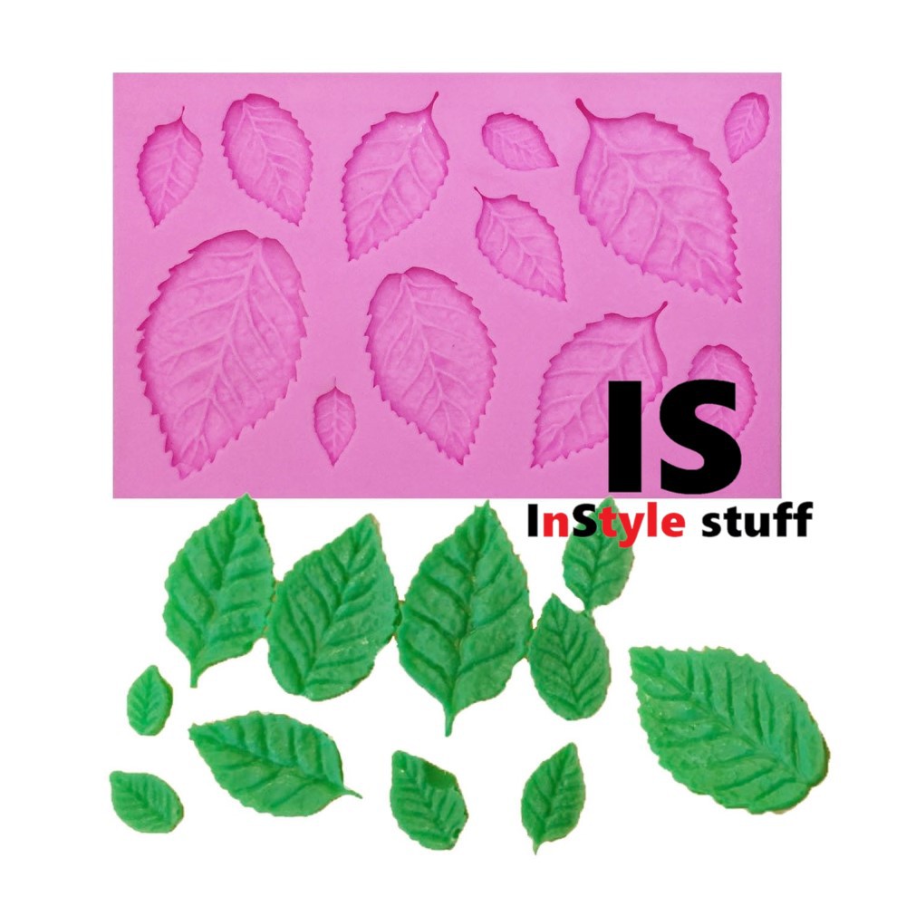 CETAKAN SILIKON DAUN MAWAR - LEAF SILICONE MOLD - LEAVES SILICON MOULD - CETAKAN RESIN ROSE FONDANT