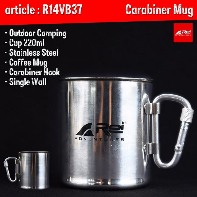 MUG CARABINER AREI EXPEDITION | GELAS CANGKIR KARBINER STAINLESS STEEL REI OUTDOOR