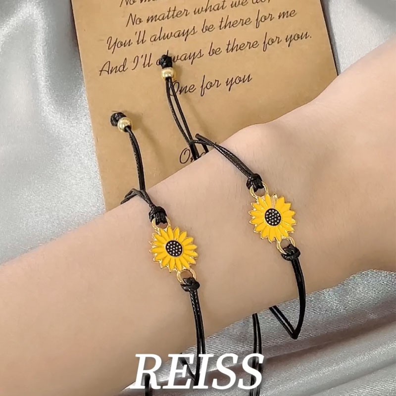 2pcs Gelang Tali Persahabatan Anyaman Krisan Bunga Matahari Fashion Wanita Korea Pria Couple Bracelet Daisy Adjustable fashion bracelet