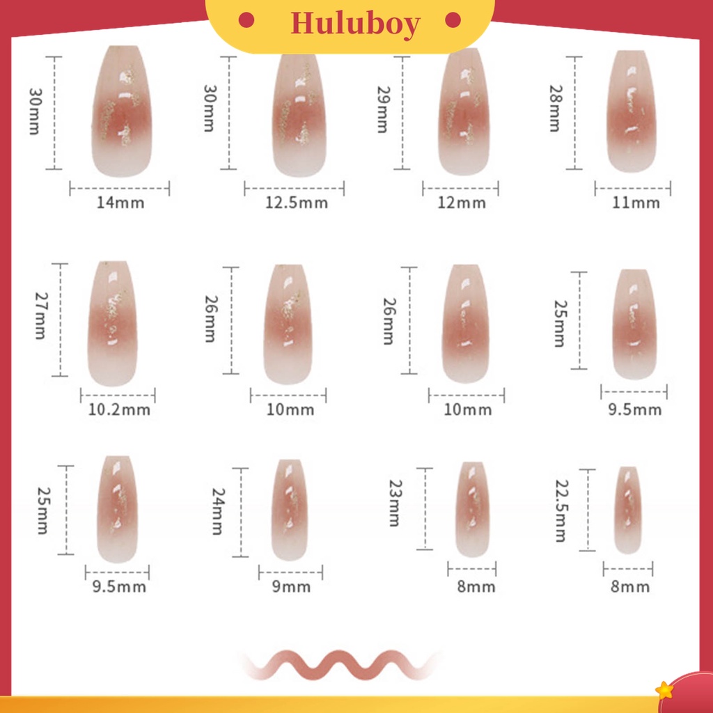 Huluboy Huluboy♡ 24pcs / Box Kuku Palsu Warna Caramel Gradasi Bahan ABS Untuk Nail Art