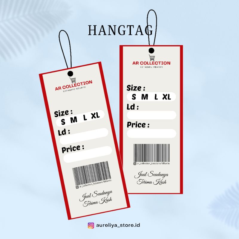 

Ukuran 3x7cm Hangtag Label Baju Cantik Free Tali