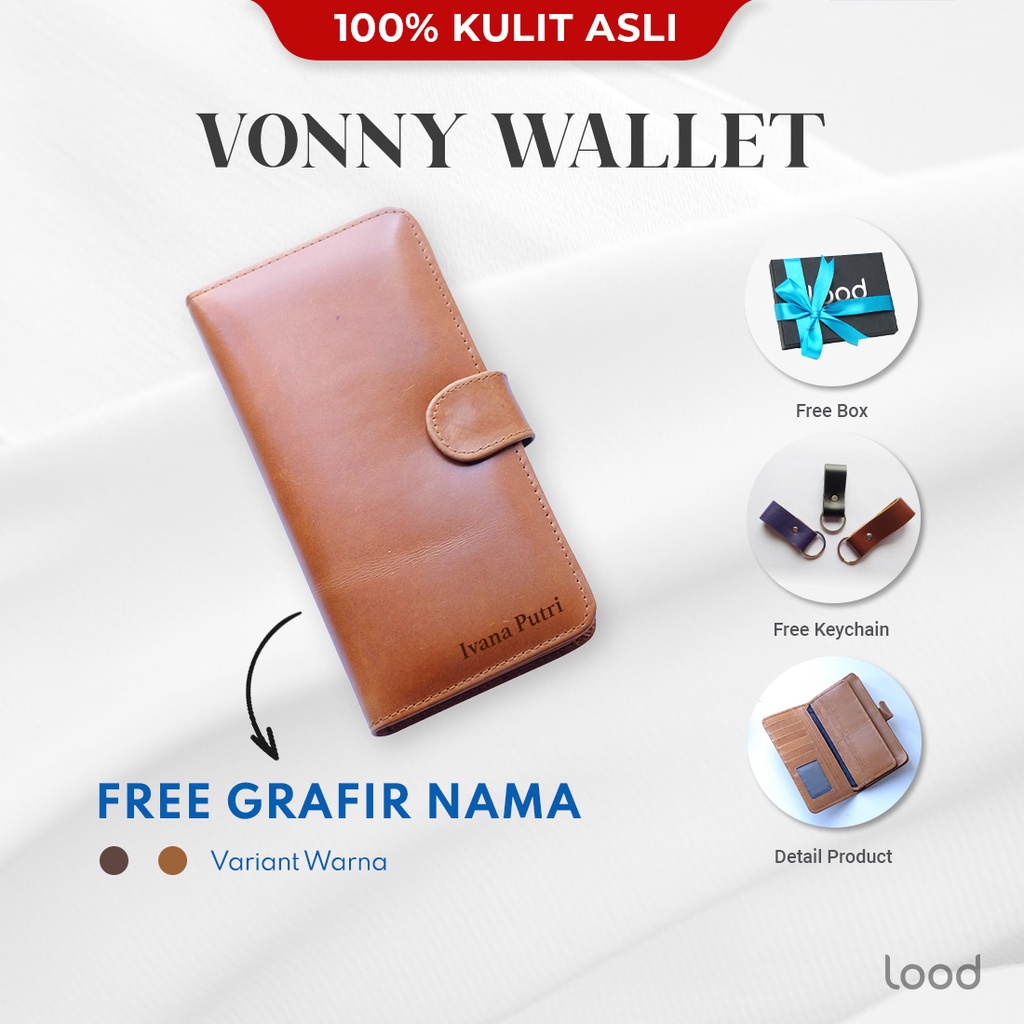 DOMPET WANITA KULIT ASLI ORIGINAL 100% VONNY LONG WALLET