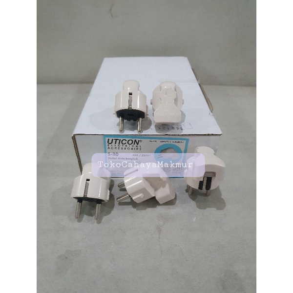 UTICON Steker Arde Bengkok S-30 Model L / Colokan Listrik / Plug SNI