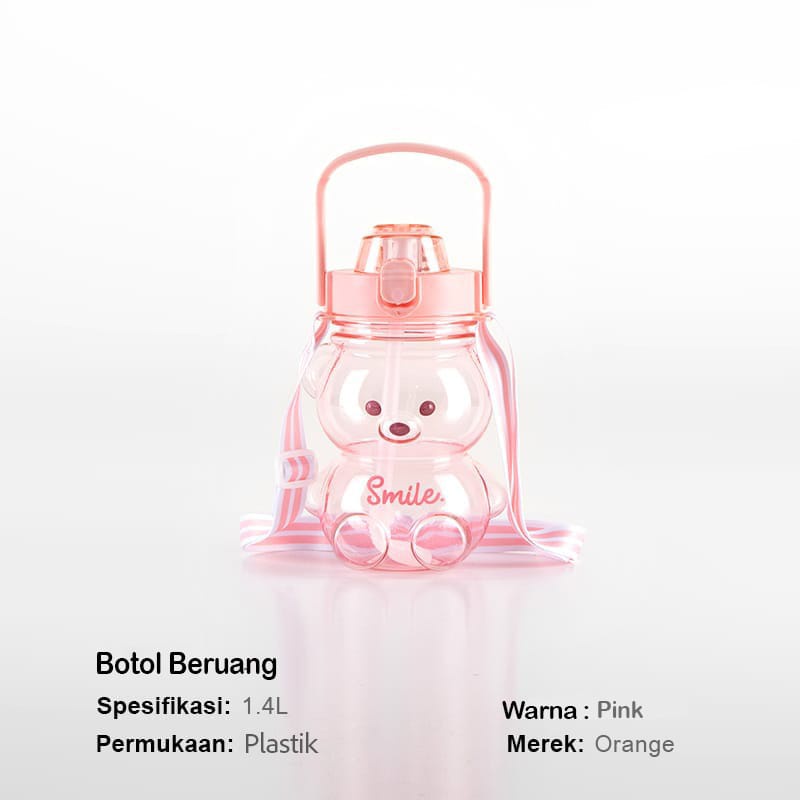 botol minum anak teddy bear botol minum kekinian 1.4 liter botol minum pelangi gratis sticker 2D dan 3D pasarmurah